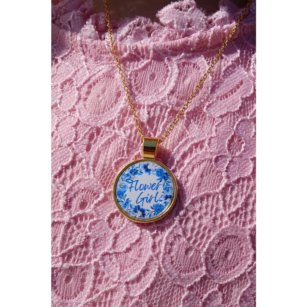 Flower Girl Necklace: Wedding Keepsake, Something Blue Gift